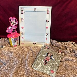Minnie Mouse Frame, Minnie Mouse figure stamper , and Notebook Set